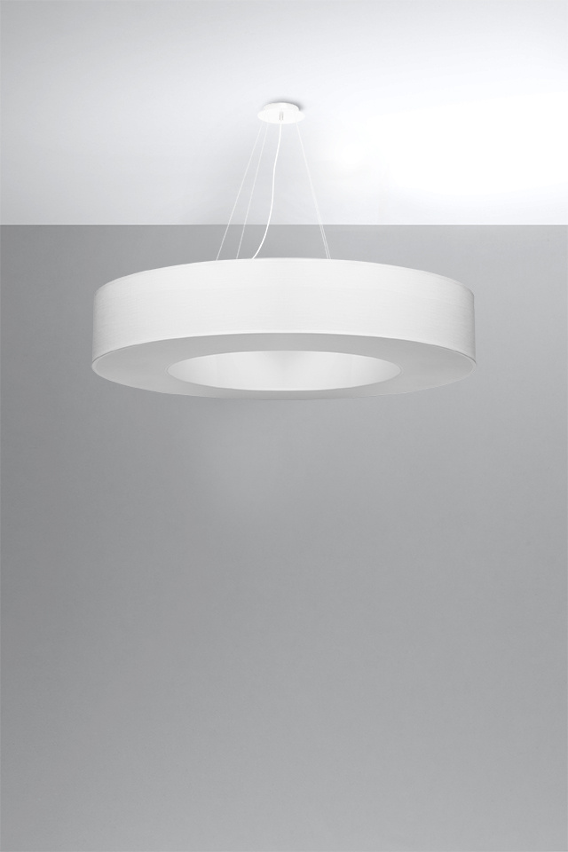 Lustre SATURNO 90 blanc + 8x ampoule LED E27 3000K Warm 7.5W 620lm