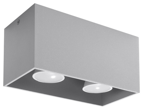 Plafond QUAD MAXI gris + 2x ampoule LED GU-10 4000K Froid 7W 630lm