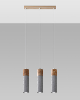 ZANE 3 lampe suspendue grise + 3x GU-10 3000K Warm 7W 620lm ampoule LED