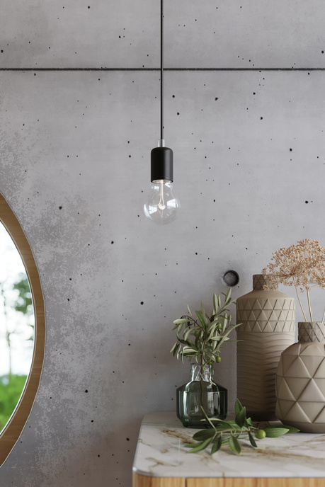 Lampe suspendue EDISON 7 noir + 7x ampoule LED E27 4000K Froid 7,5W 650lm