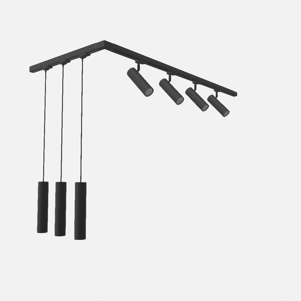 Plafonnier/pendentif, 7 spots, système de rail triphasé, DIREZIONE/LAGOS, LED 49W 3000K