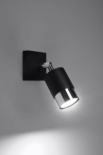 Applique NERO noir/chrome + 1x ampoule LED GU-10 4000K Froid 7W 630lm