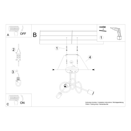 Lustre SUPEŁ 3 chromes + 3X ampoules LED E27 3000K 7W 760lm