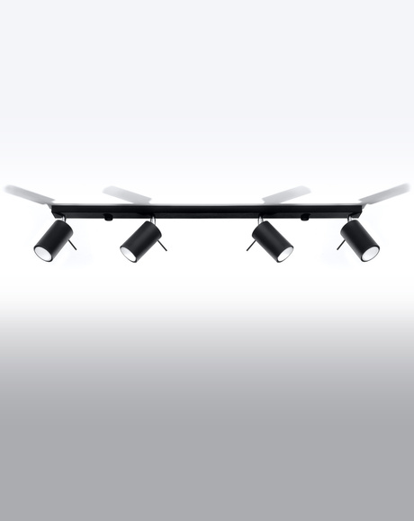 Plafond RING 4L noir + 4x ampoule LED GU-10 4000K Froid 7W 630lm