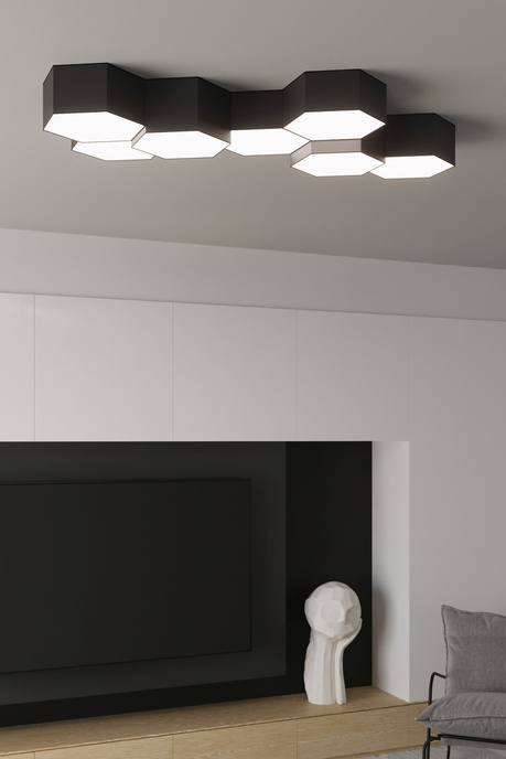 Plafond SUNDE 15 noir + 2x ampoule LED E27 3000K Warm 7.5W 620lm