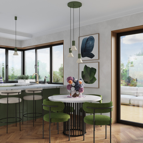 Lampe suspendue ESTRIA 1 beige/vert olive