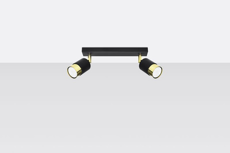 Plafond NERO 2 noir/doré + 2x ampoule LED GU-10 4000K froid 7W 630lm