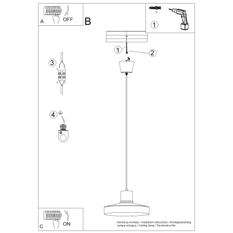 Lampe suspendue BILO rouge ocre