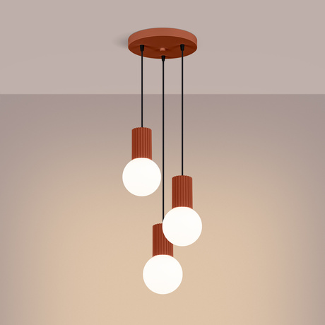 Lampe suspendue HALO 3P rouge ochra