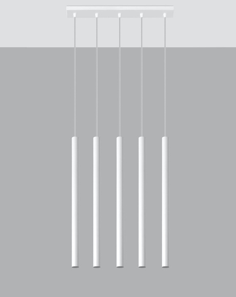 PASTELO 5 lampe suspendue blanche + 5x ampoule LED G9 4000K froide 4,5W 530lm