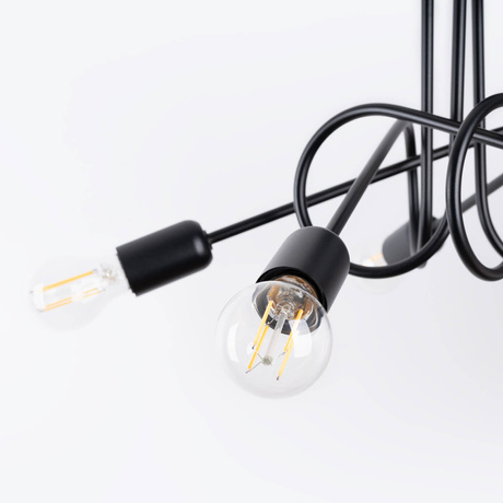 Lustre SUPEŁ 5 noir + 5X ampoule LED E27 3000K 7W 760lm