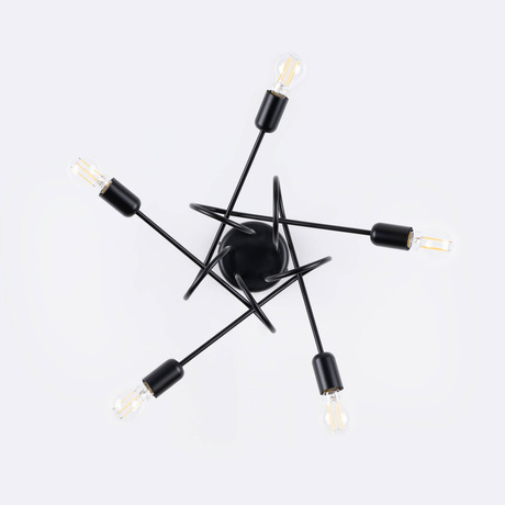 Lustre SUPEŁ 5 noir + 5X ampoule LED E27 3000K 7W 760lm