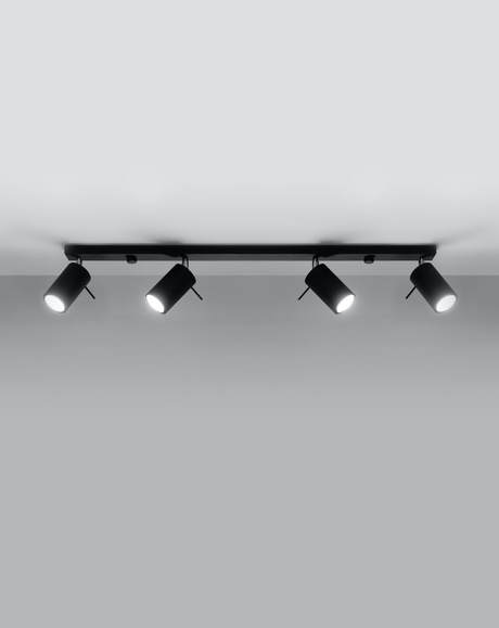 Plafond RING 4L noir + 4x ampoule LED GU-10 3000K Warm 7W 620lm