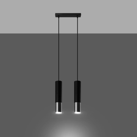 Lampe suspendue LOOPEZ 2 noir/chrome