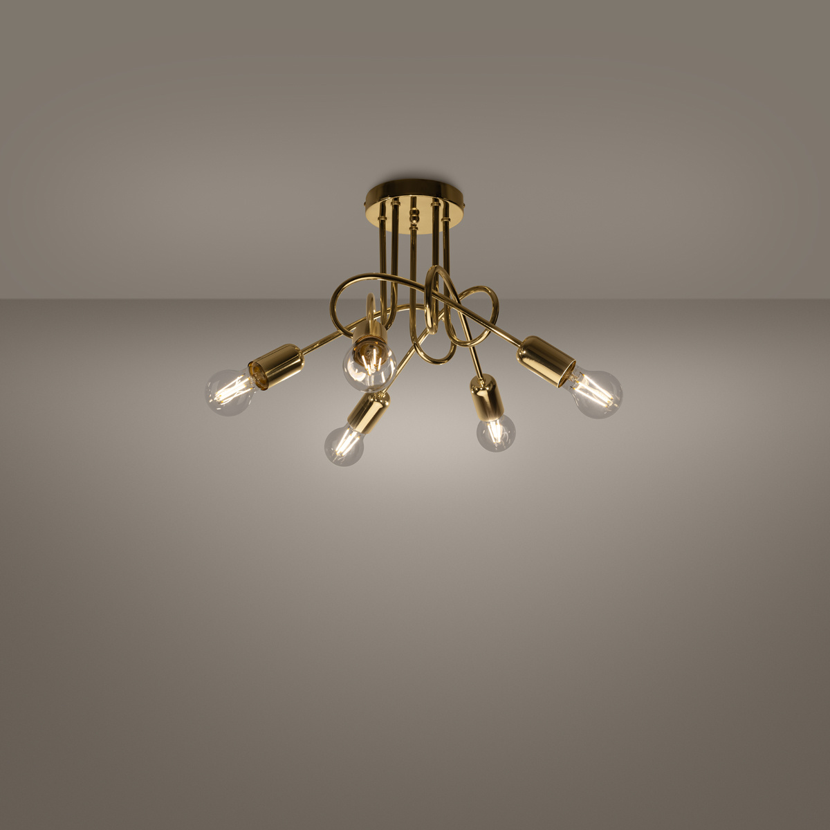 Lustre SUPEŁ 5 or brillant + 5X ampoule LED E27 3000K Warm 7,5W 620lm