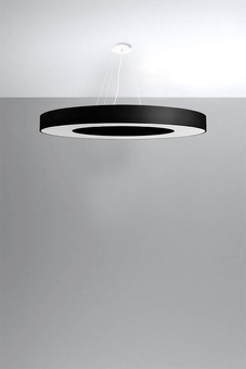 Lustre SATURNO SLIM 90 noir + 8x ampoule LED E27 4000K Froid 7.5W 650lm