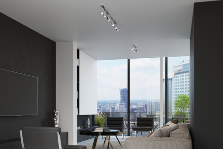 Plafond RING 4 chrome + 4x ampoule LED GU-10 4000K Froid 7W 630lm