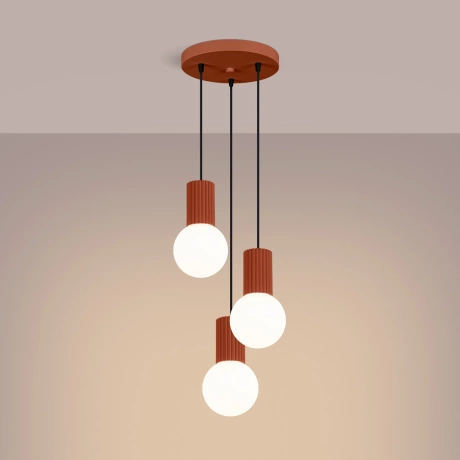 Lampe suspendue HALO 3P rouge ochra