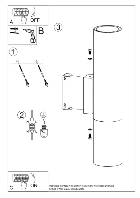 Applique LOOPEZ noir/doré + 1x ampoule LED GU-10 4000K Froid 7W 630lm