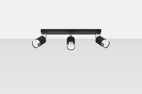 Plafond NERO 3 noir/chrome + 3x ampoule LED GU-10 4000K froid 7W 630lm