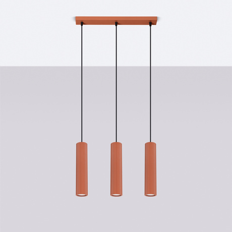 Lampe suspendue KARBON 3L rouge ocre