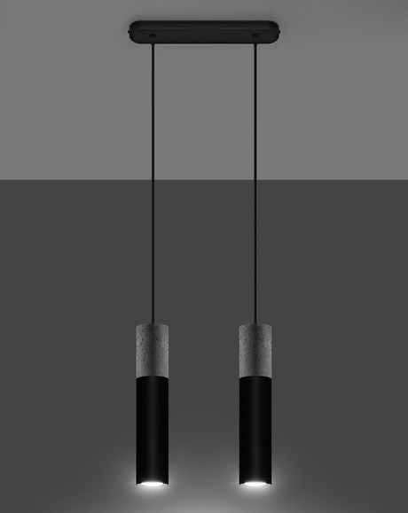 BORGIO 2 lampe suspendue noire + 2x GU-10 3000K Warm 7W ampoule LED 620lm