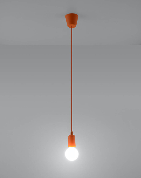 DIEGO 1 lampe suspendue orange + 1x ampoule LED E27 3000K Warm 7,5W 620lm