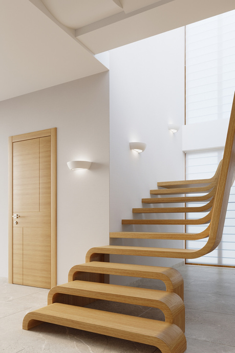 OSKAR Applique céramique blanche + 1x ampoule LED E27 3000K Warm 7.5W 620lm