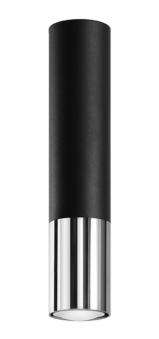 Plafond LOOPEZ noir/chrome + 1x ampoule LED GU-10 4000K Froid 7W 630lm