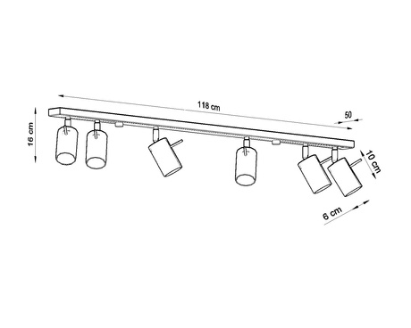 Plafond RING 6L chrome + 6x ampoule LED GU-10 4000K froid 7W 630lm
