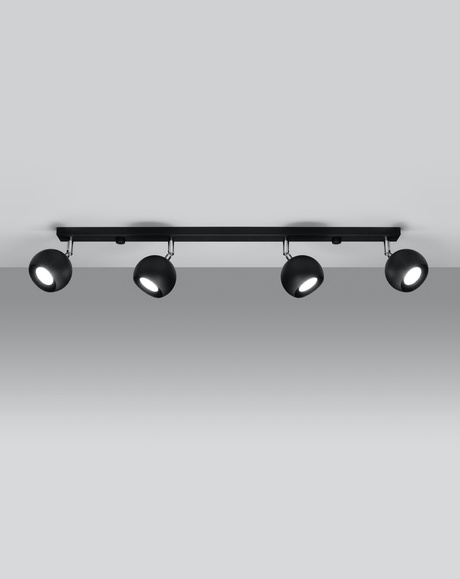 Plafond OCULARE 4L noir + 4x ampoule LED GU-10 4000K Froid 7W 630lm