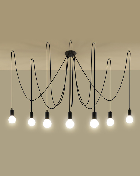 EDISON 7 lampe suspendue noire + 7x ampoule LED E27 3000K Warm 7,5W 620lm