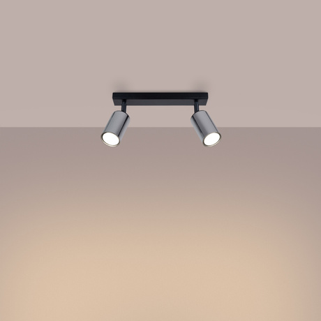 Plafond WINX 2 noir/chrome + 2x ampoule LED GU-10 4000K froid 7W 530lm