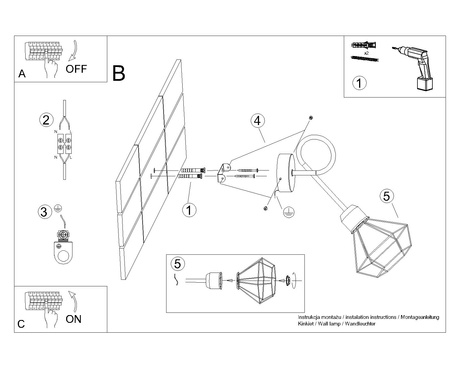 Applique ARTEMIS 1S noir + 1x ampoule LED E14 4000K Cold 7.5W 680lm
