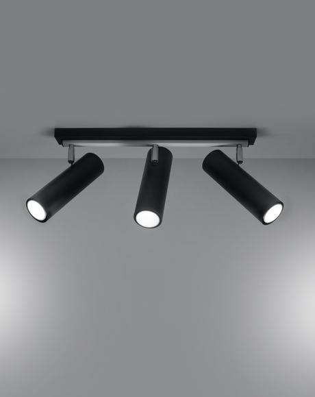 Plafond DIREZIONE 3 noir + 3x ampoule LED GU-10 3000K Warm 7W 620lm