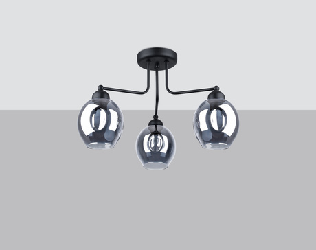 Lustre FILLAN 3 noir + 3x ampoule LED E27 4000K Froid 7,5W 690lm
