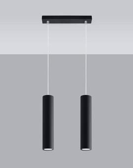 LAGOS 2 lampe suspendue noire + 2x GU-10 3000K Warm 7W ampoule LED 620lm