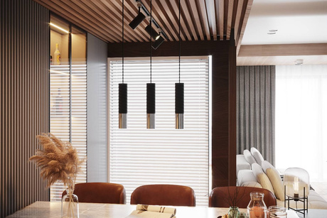 Plafond LOOPEZ noir/chrome + 1x ampoule LED GU-10 4000K Froid 7W 630lm