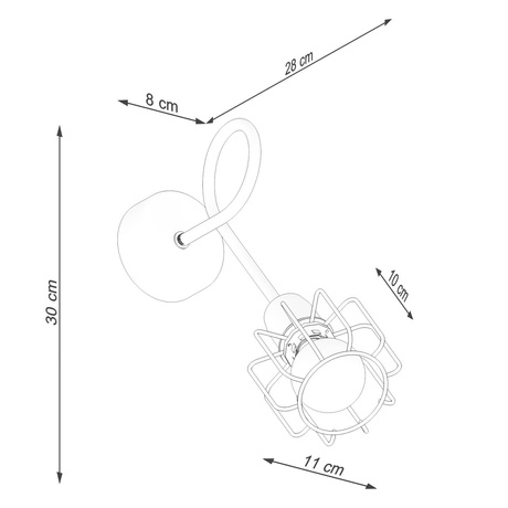 Applique BELUCI 1S noir + 1x ampoule LED E14 3000K Warm 7.5W 620lm