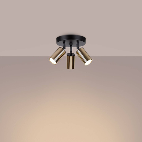 Plafond WINX 3P noir/doré + 3x ampoule LED GU-10 3000K Warm 7W 510lm