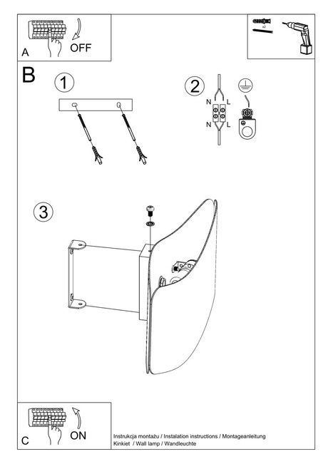 Applique TILA 30 noir + 1x ampoule LED G9 3000K Warm 4.5W 510lm