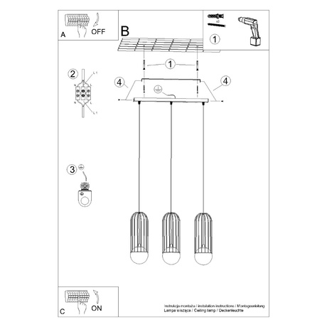 BRINA Lampe suspendue 3L noire + 3x ampoule LED G9 4000K Cold 4.5W 460lm