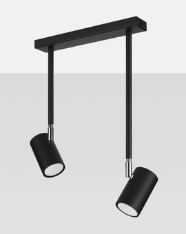 Plafond NORANO 2 noir + 2x ampoule LED GU-10 4000K Froid 7W 630lm