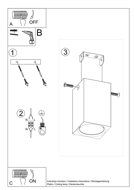 Plafond KEKE 10 chêne + 1x ampoule LED GU-10 4000K froid 7W 630lm