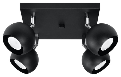 Plafond OCULARE 4 noir + 4x ampoule LED GU-10 4000K Froid 7W 630lm