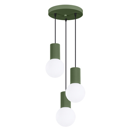 Lampe pendante HALO 3P vert olive