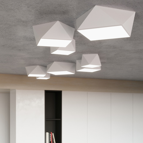 Plafond HEXA 35 BLANC + 2x ampoule LED E27 4000K Froid 7.5W 650lm