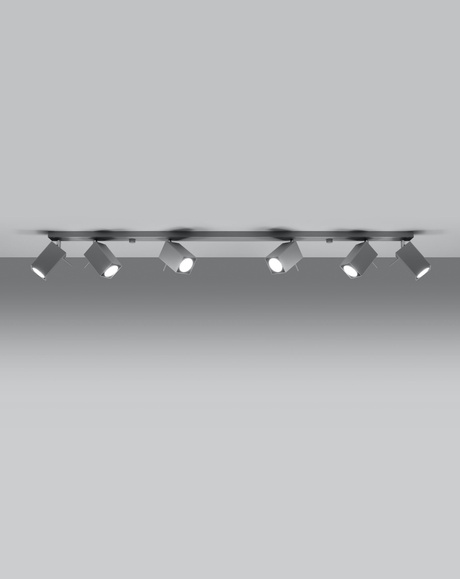 Plafond MERIDA 6L gris + 6x ampoule LED GU-10 4000K Froid 7W 630lm