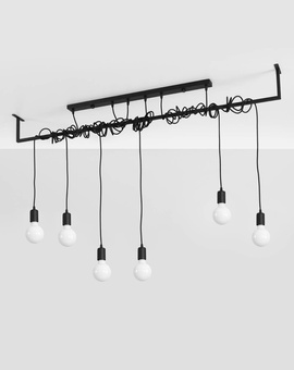 Lustre SALAMANCA 6 noir + 6x ampoule LED E27 3000K Warm 7.5W 620lm