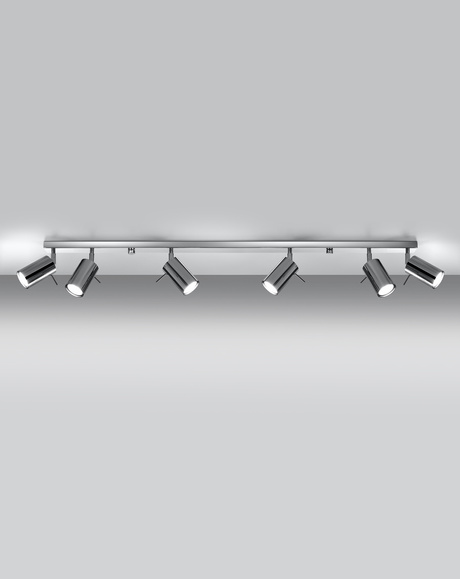Plafond RING 6L chrome + 6x ampoule LED GU-10 4000K froid 7W 630lm